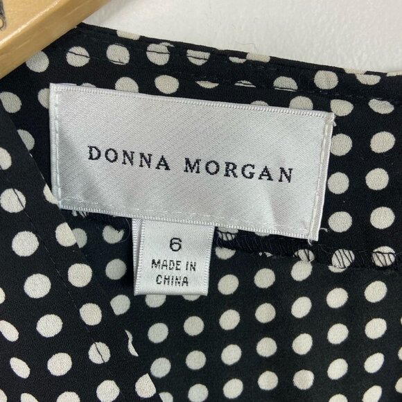 Donna Morgan Black White Polka Dot Print Jumpsuit Tie Waist Size 6 V-Neck Boho - Picture 3 of 9